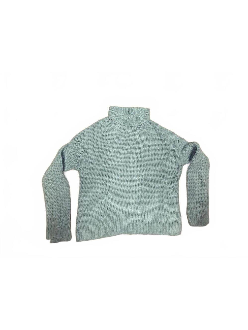 Vince Light Blue Wool Cashmere Chunky Ribbed Turtleneck Sweater Womens Size XS